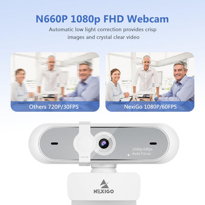 NexiGo N60 1080P Webcam with Microphone, Software Control & Privacy Cover, USB HD Computer Web Camera, Plug and Play, for Zoom/Skype/Teams, Conferencing and Video Calling