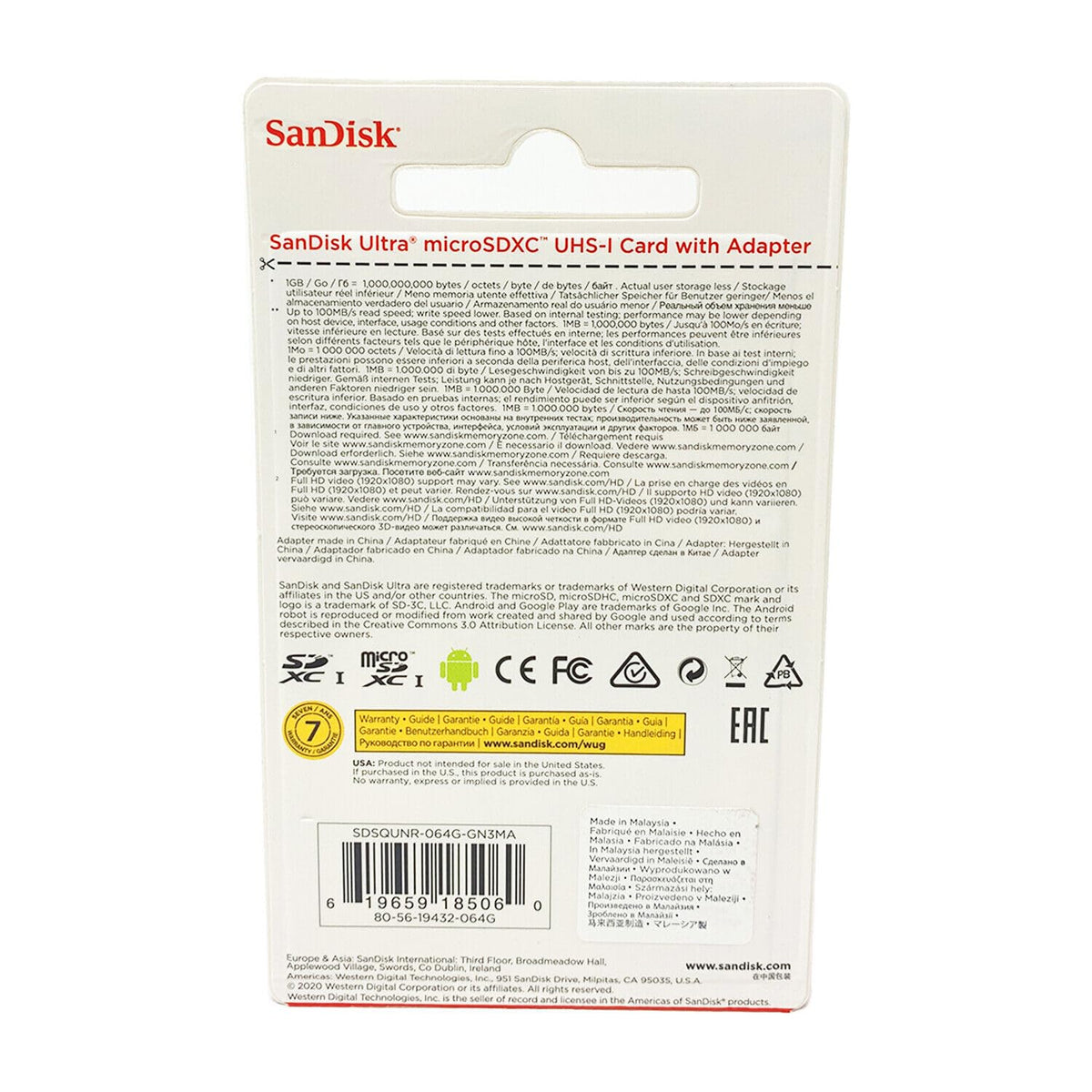 SanDisk Ultra 32GB UHS-I/Class 10 Micro SDHC Memory Card With Adapter - SDSDQUAN-032G-G4A