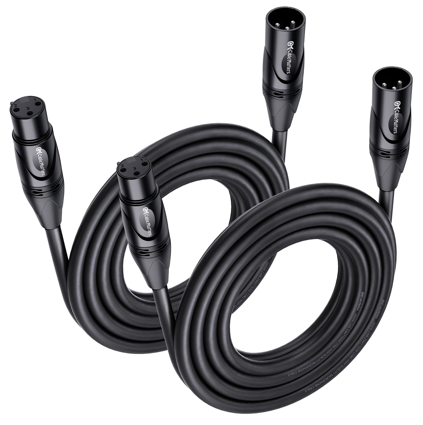 Cable Matters 2-Pack Premium XLR to XLR Cables - 6ft, Male to Female Microphone Cable, Oxygen-Free Copper (OFC) Mic Cord, Black
