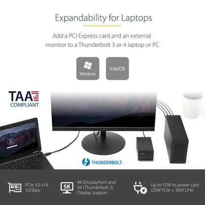 StarTech Thunderbolt 3 PCIe Expansion Chassis, External Enclosure With One PCI Express Slot for Laptops / Desktops, TAA
