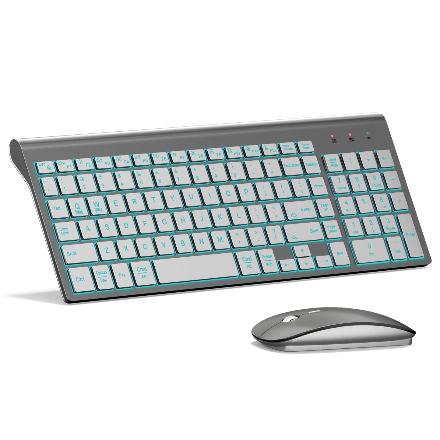 TopMate Wireless Keyboard and Mouse Ultra Slim Combo, 2.4G Silent Compact USB 2400DPI Mouse and Scissor Switch Keyboard Set with Cover, Batteries Included, for PC/Laptop/Windows/Mac - White