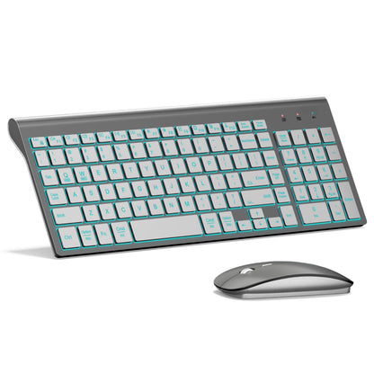 TopMate Wireless Keyboard and Mouse Ultra Slim Combo, 2.4G Silent Compact USB 2400DPI Mouse and Scissor Switch Keyboard Set with Cover, Batteries Included, for PC/Laptop/Windows/Mac - White