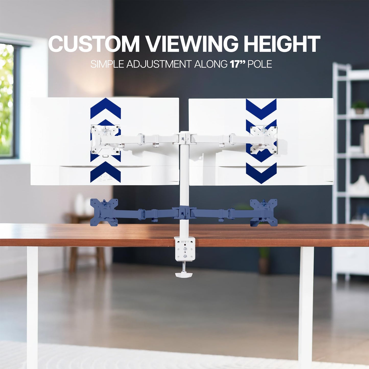 VIVO Dual Monitor Desk Mount, Holds 2 Computer Screens up to 30 inches and 22lbs Each, Heavy Duty Fully Adjustable Steel Stand with C-Clamp and Grommet, Black, STAND-V002