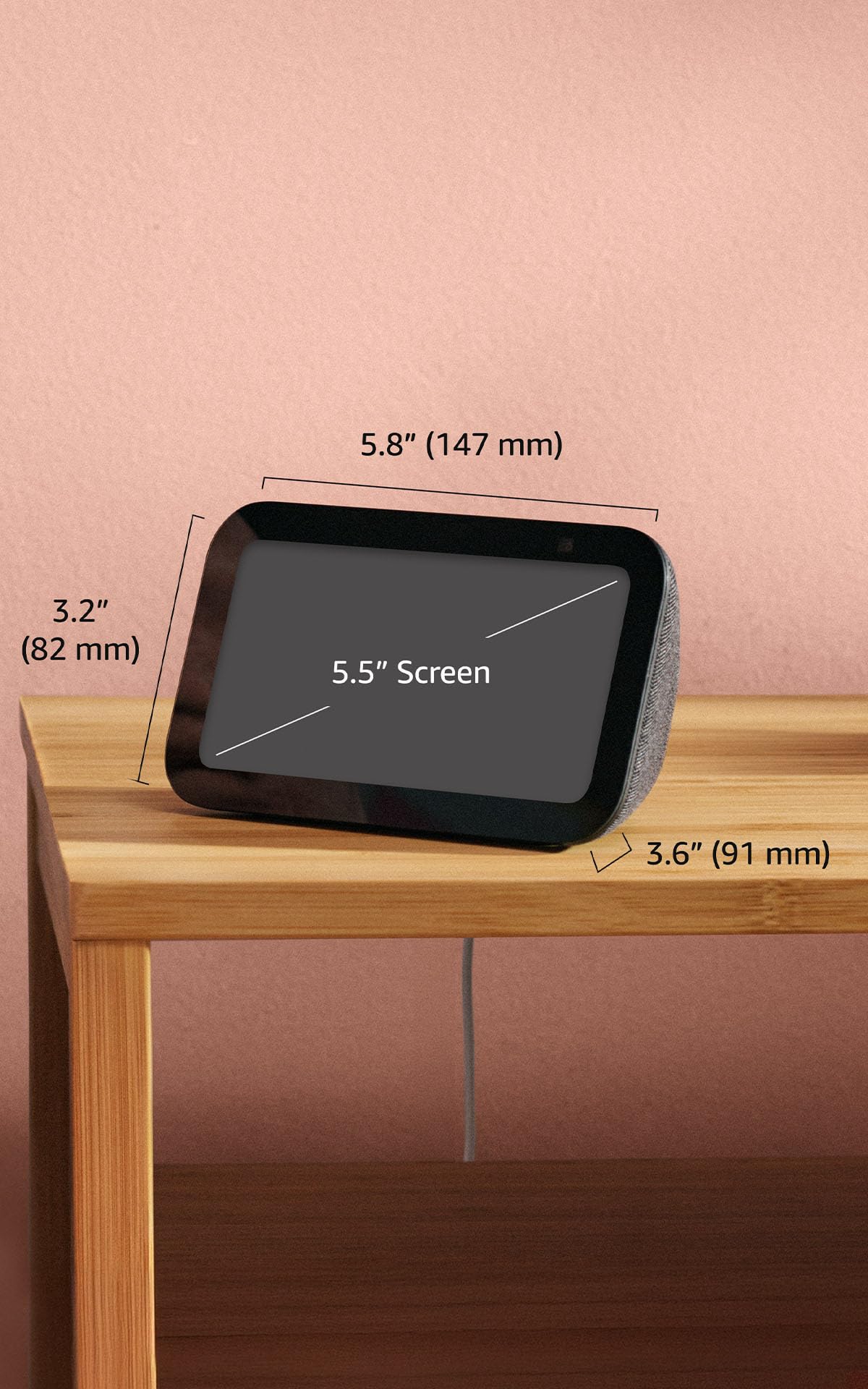 Amazon Echo Show 5 (newest model), Smart display, Designed for Alexa+, 2x the bass and clearer sound, Charcoal
