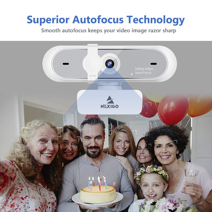 NexiGo N60 1080P Webcam with Microphone, Software Control & Privacy Cover, USB HD Computer Web Camera, Plug and Play, for Zoom/Skype/Teams, Conferencing and Video Calling