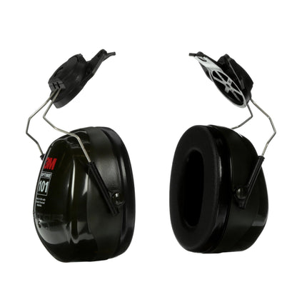 3M PELTOR Hearing Protection Optime 101 Earmuffs, Over the Head, H7A, 25 dB NRR, Adjustable Earcups, E-A-Rfit Compatible, Stainless Steel, Pack of 1, Black/Red