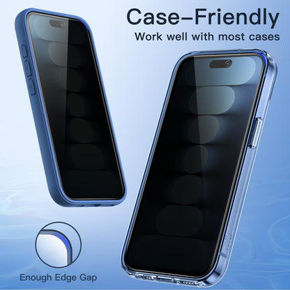 JETech Privacy Screen Protector for iPhone 15 6.1-Inch, Anti-Spy Tempered Glass Film with Easy Installation Tool, 2-Pack