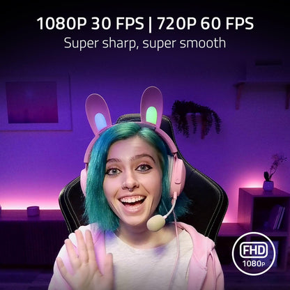 Razer Kiyo Streaming Webcam: 1080p 30 FPS / 720p 60 FPS - Ring Light w/Adjustable Brightness - Built-in Microphone - Advanced Autofocus