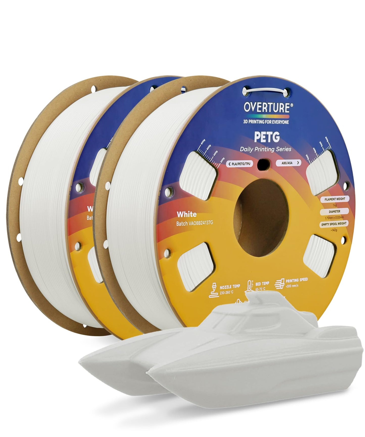 OVERTURE PETG 3D Printer Filament 1.75mm, Neatly Wound Durable PETG 1kg Spool (2.2lbs), Strong Toughness Filament, Dimensional Accuracy +/- 0.02mm, Fit Most FDM Printers (Black (1-Pack))