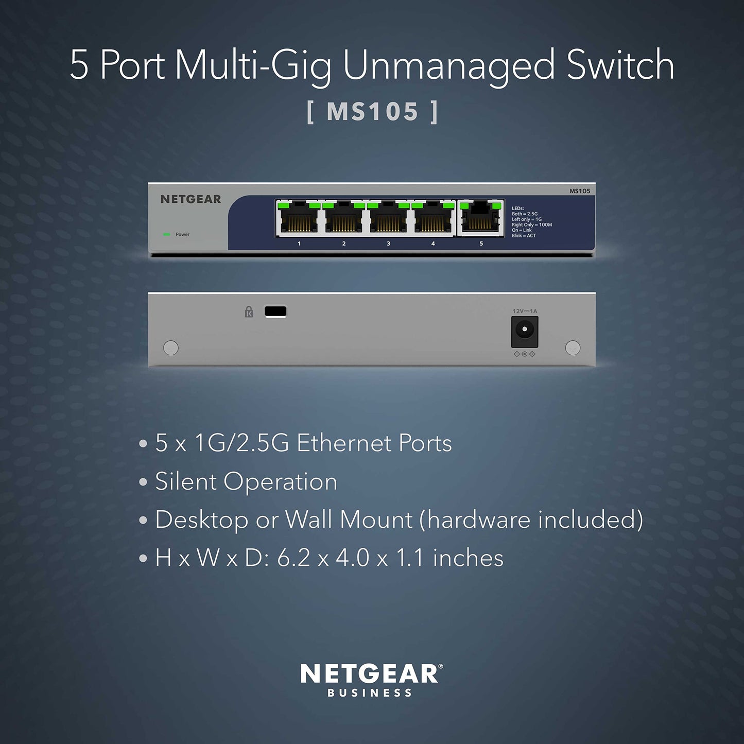 NETGEAR 5-Port Gigabit Ethernet Unmanaged Switch (GS105NA) - Desktop or Wall Mount
