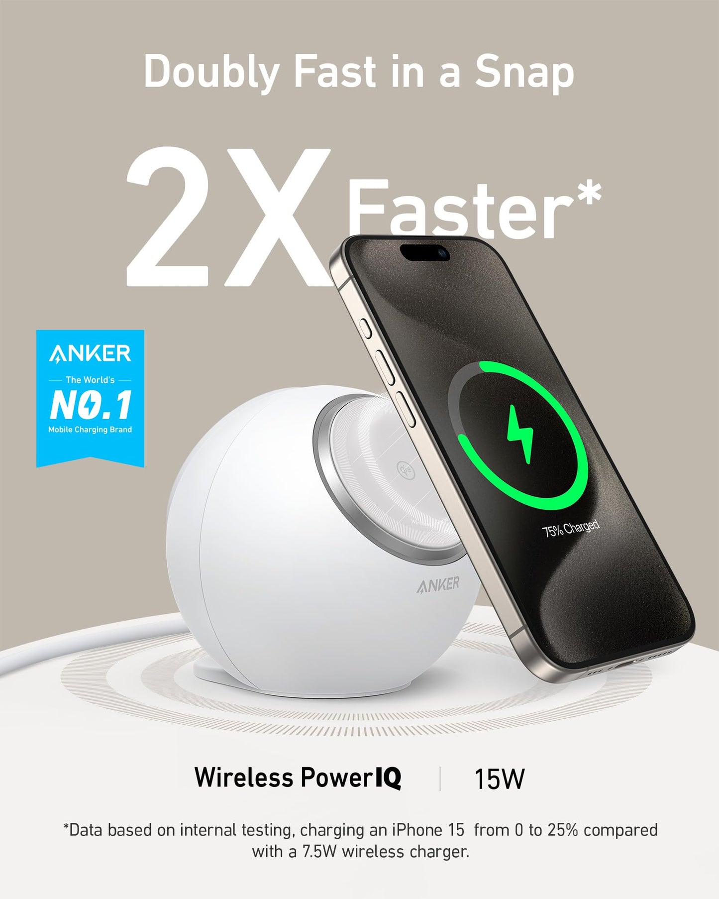 Anker MagGo Magnetic Charging Station, Qi2 Certified 15W Ultra-Fast MagSafe Wireless Charger for iPhone 15/14/13, 8-in-1 Power Strip with 3 AC and 4 USB Desktop Charger for MacBook and More (White)