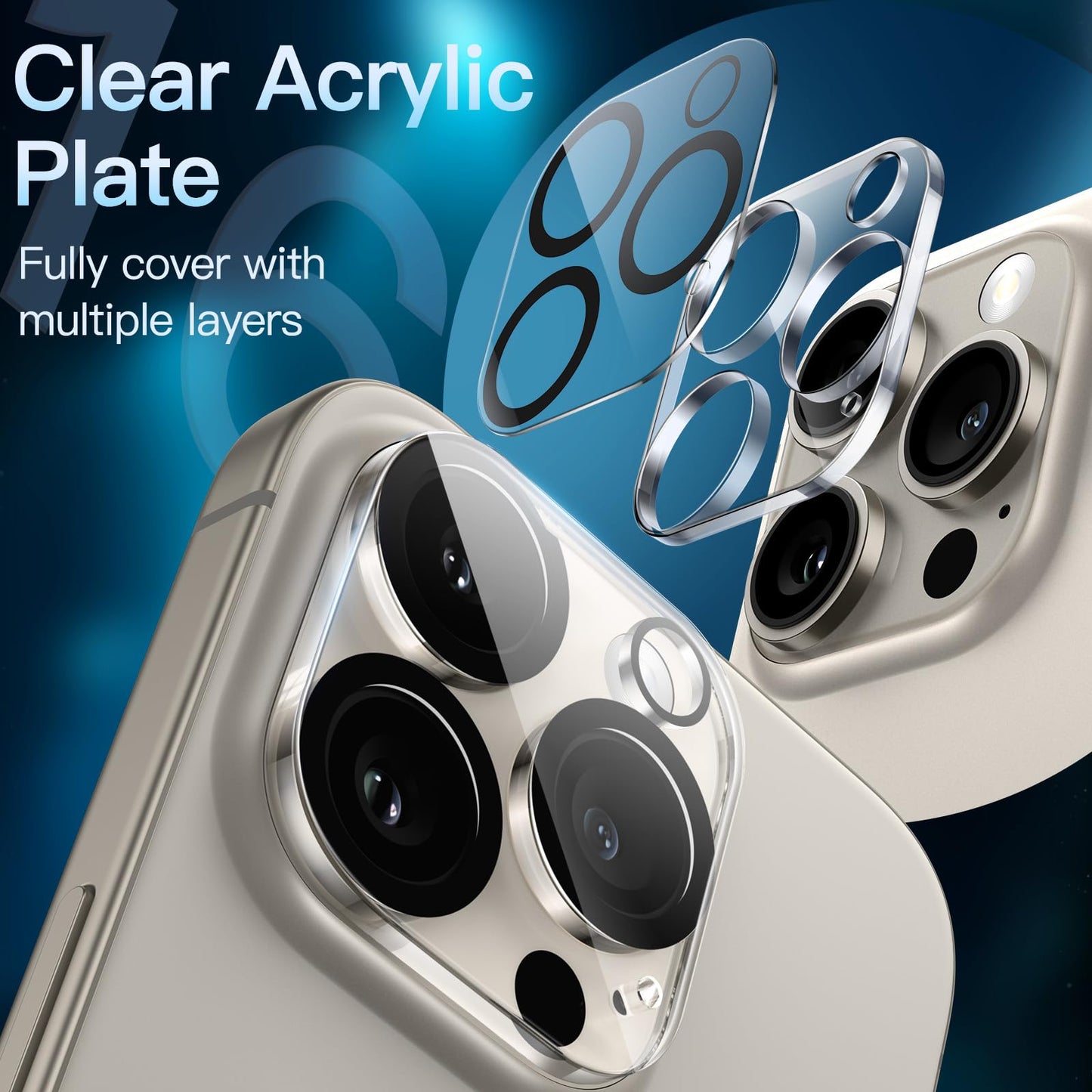 JETech Camera Lens Protector for iPhone 15 6.1-Inch and iPhone 15 Plus 6.7-Inch, 9H Tempered Glass, Anti-Scratch, Case Friendly, Does Not Affect Night Shots, HD Clear, 3-Pack