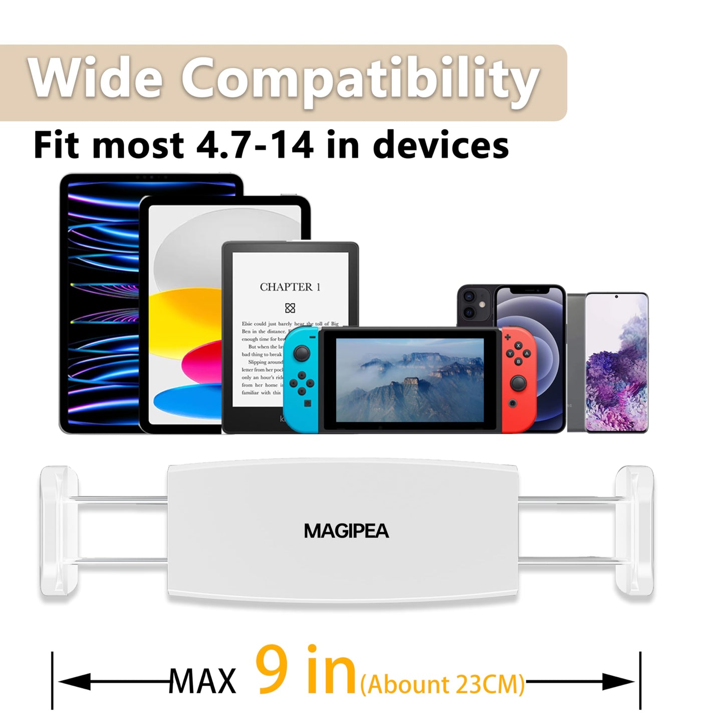 MAGIPEA Gooseneck Tablet Holder for Bed, Flexible Tablet Stand Holder with 360° Adjustable, Hands Free Tablet Mount Clip, Compatible with iPad/Kindle/Switch/Galaxy Tabs, More 4.7-13" Devices