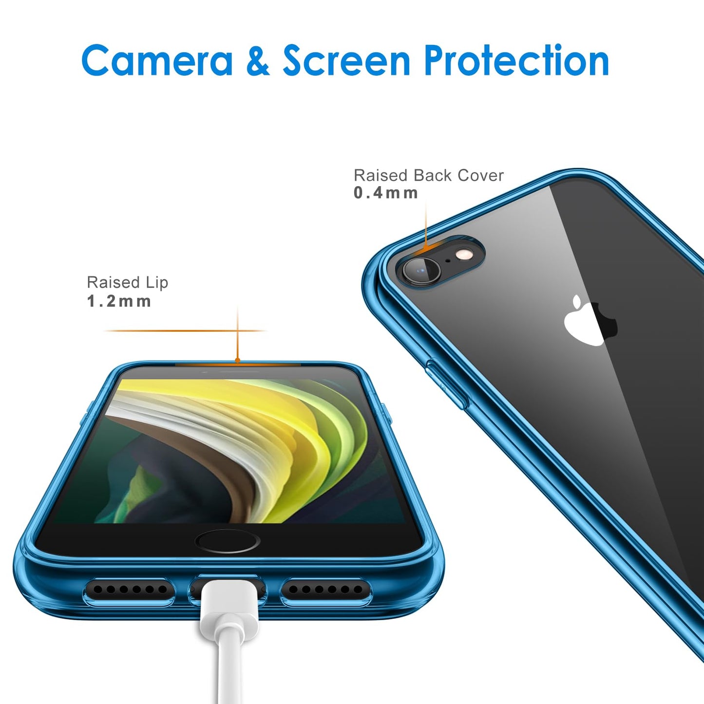 JETech Case for iPhone SE 3/2 (2022/2020 Edition), iPhone 8 and iPhone 7, 4.7-Inch, Non-Yellowing Shockproof Phone Bumper Cover, Anti-Scratch Clear Back (Clear)