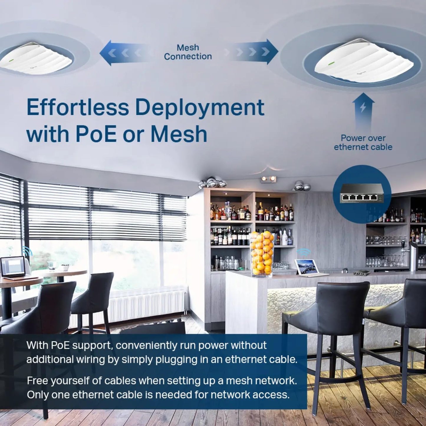 TP-Link EAP225 Omada AC1350 Gigabit Wireless Access Point Business WiFi Solution w/Mesh Support, Seamless Roaming & MU-MIMO PoE Powered SDN Integrated Cloud Access & Omada App White