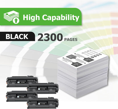 Aztech CE505A 05A Toner Cartridge Black P2035 Compatible Replacement for HP LaserJet 05A CE505A P2035N Toner Cartridge for HP 2035N P2055DN 2055DN P2030 P2050 P2055X P2055D Printer (Black 4-Pack)