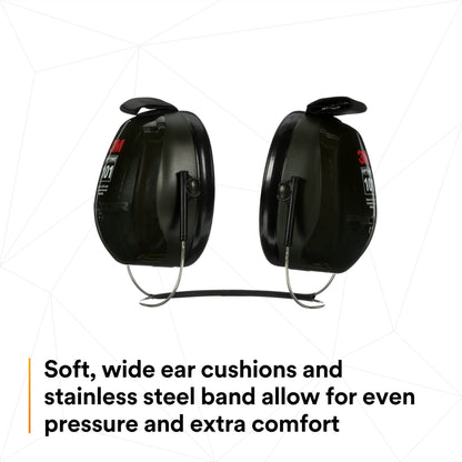 3M PELTOR Hearing Protection Optime 101 Earmuffs, Over the Head, H7A, 25 dB NRR, Adjustable Earcups, E-A-Rfit Compatible, Stainless Steel, Pack of 1, Black/Red