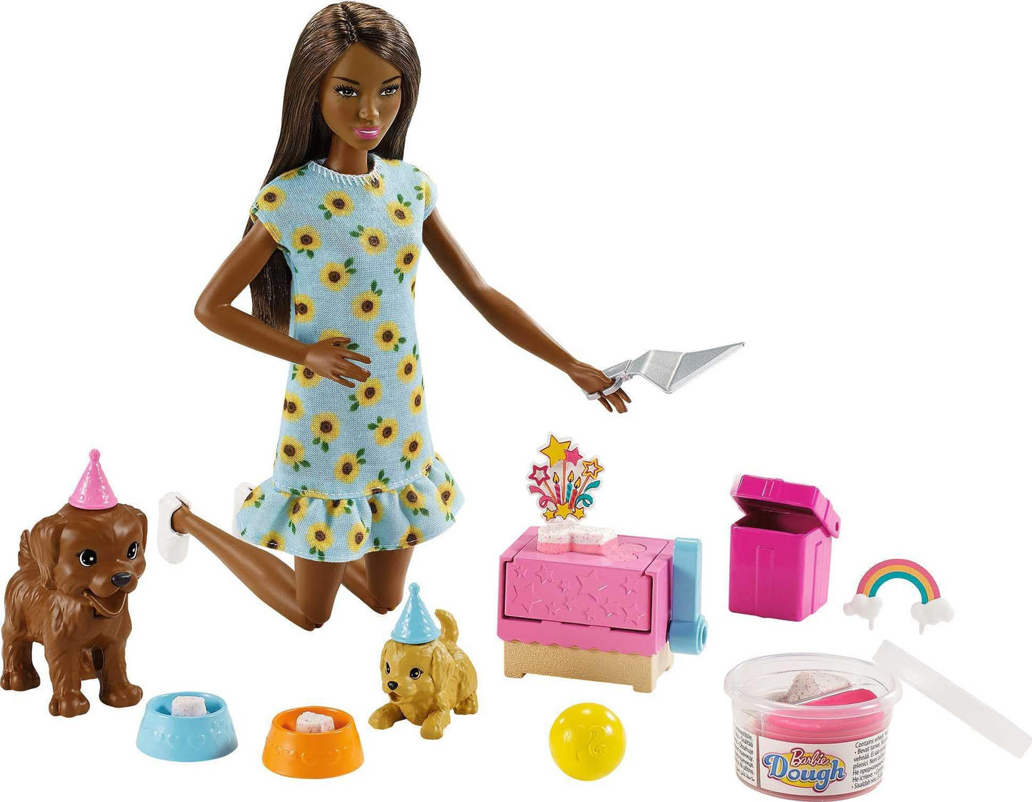 Barbie Doll & Pets Set, Blonde with Mommy Dog, 3 Newborn Puppies with Color-Change Feature & Pet Accessories
