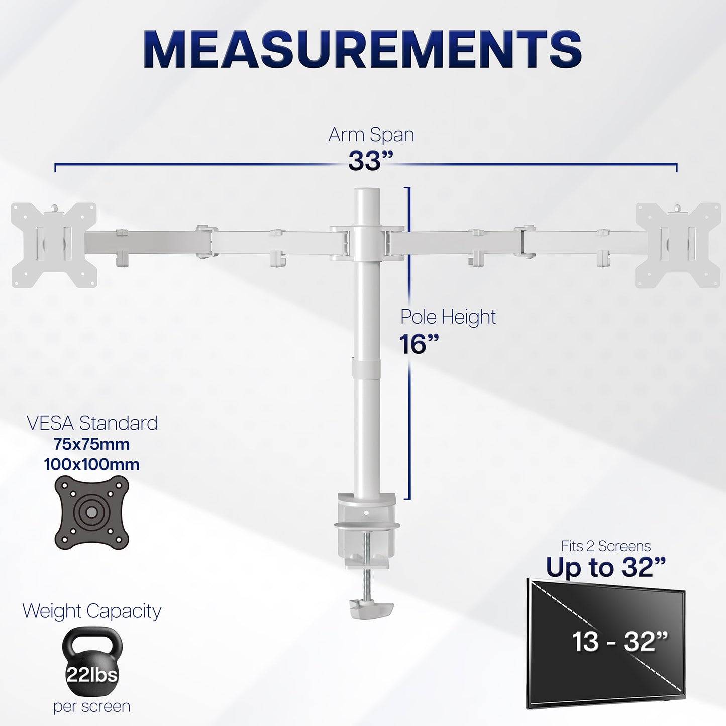 VIVO Dual Monitor Desk Mount, Holds 2 Computer Screens up to 30 inches and 22lbs Each, Heavy Duty Fully Adjustable Steel Stand with C-Clamp and Grommet, Black, STAND-V002