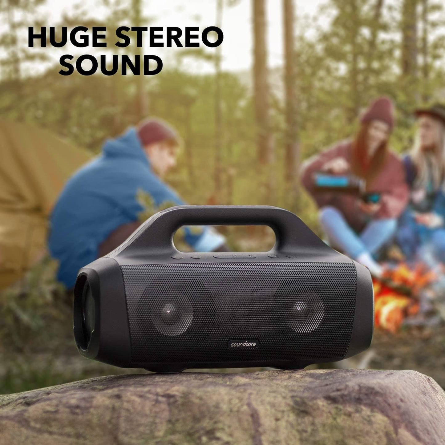 Soundcore Anker Motion Boom Waterproof Bluetooth Speaker with Titanium Drivers, BassUp Technology, IPX7, 24H Playtime, App, Built-in Handle, Outdoor Speaker for Camping, Pool, Beach, Backyard