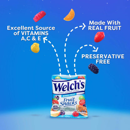 Welch's Fruit Snacks, Mixed Fruit, Gluten Free, Bulk Pack, 0.9 oz Individual Single Serve Bags (Pack of 66)