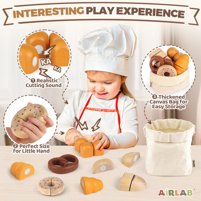 Wooden Play Food for Kids Kitchen Cutting Fruits Toys for Toddlers Pretend Vegetables Gift for Boys Girls Educational Toys