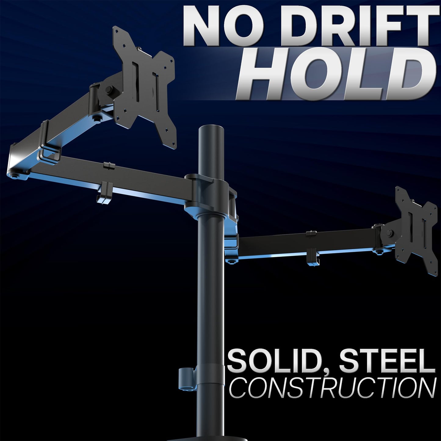 VIVO Dual Monitor Desk Mount, Holds 2 Computer Screens up to 30 inches and 22lbs Each, Heavy Duty Fully Adjustable Steel Stand with C-Clamp and Grommet, Black, STAND-V002