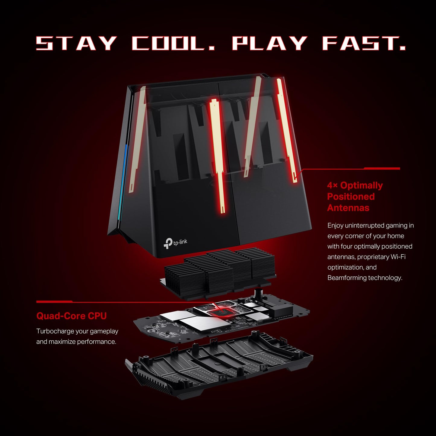 TP-Link Tri-Band AXE5400 Wi-Fi 6E Gaming Router Archer GXE75 | 6-Stream 5.4 Gbps | 1×2.5G + 4×1G Ports, USB 3.0 | Exclusive Acceleration, Gaming Port & Panel, RGB Lighting | EasyMesh, HomeShield