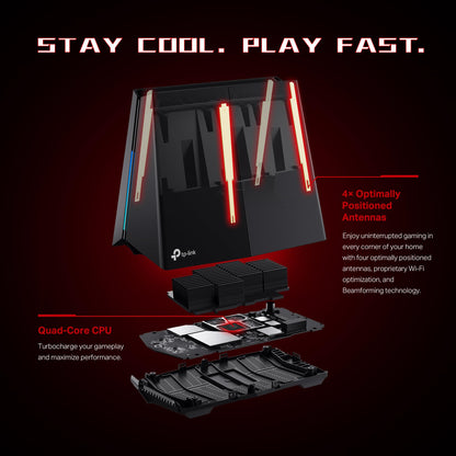TP-Link Tri-Band AXE5400 Wi-Fi 6E Gaming Router Archer GXE75 | 6-Stream 5.4 Gbps | 1×2.5G + 4×1G Ports, USB 3.0 | Exclusive Acceleration, Gaming Port & Panel, RGB Lighting | EasyMesh, HomeShield