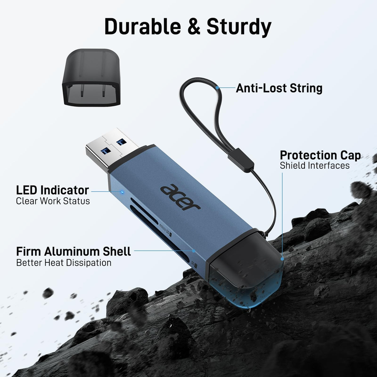 acer SD Card Reader USB C, Dual Slots USB Type C to Micro SD Card Adapter