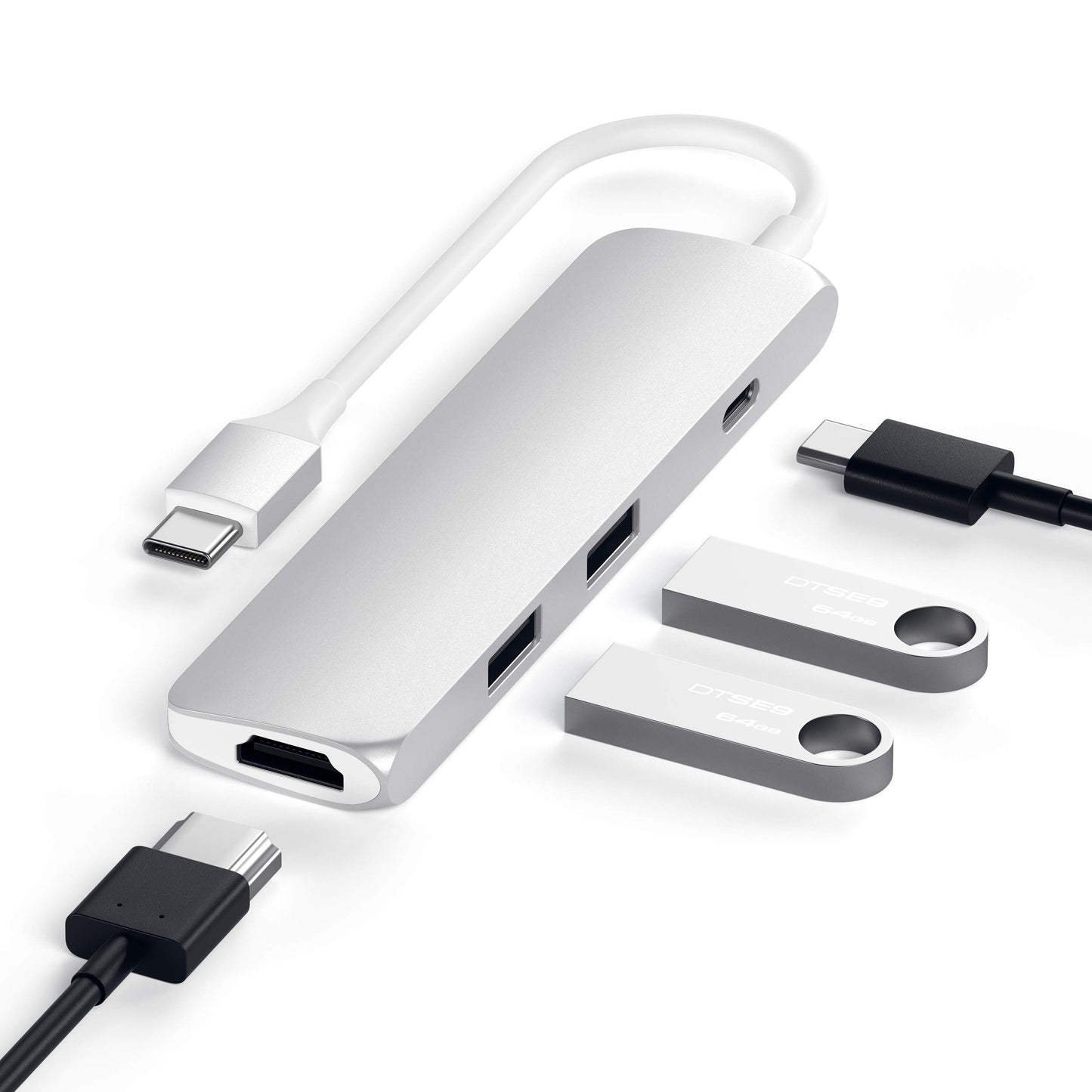 Satechi USB C Hub Multiport Adapter, USB C Docking Station with 4K HDMI, 60W USB C PD Charging, 2 USB-A, for MacBook Pro/Air M1 M2 M3, Dell, HP, Surface, Lenovo - Space Gray