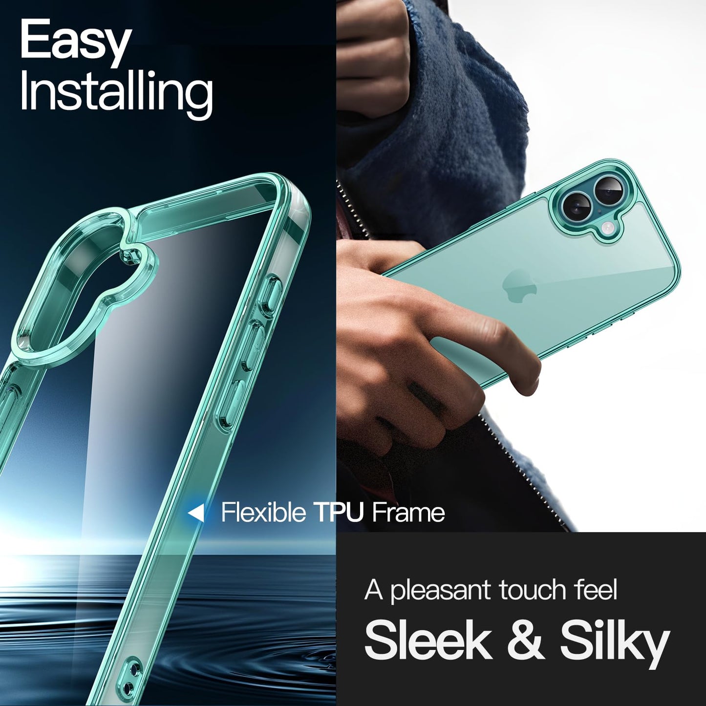 JETech Case for iPhone 16 6.1-Inch, Non-Yellowing Shockproof Phone Bumper Cover, Anti-Scratch Clear Back (Clear)
