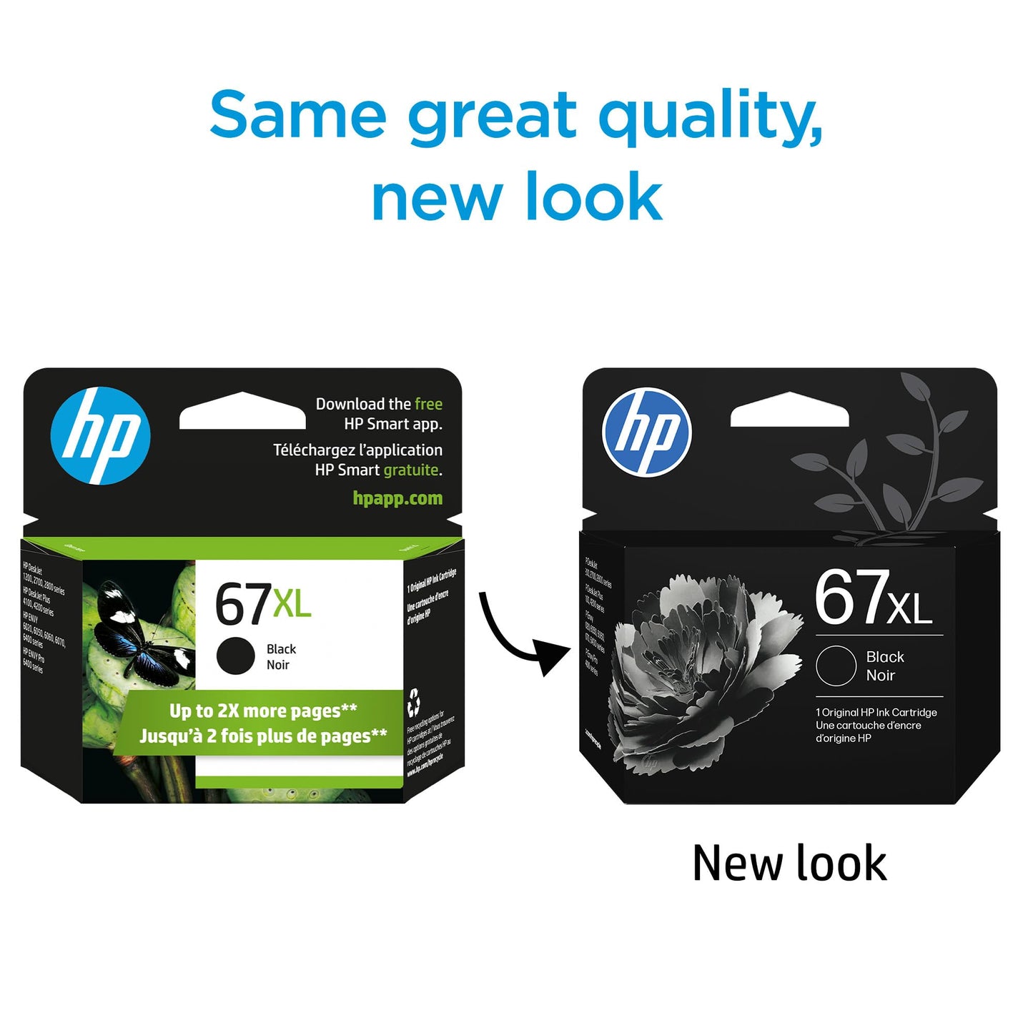 HP 67Xl Black High-Yield Ink Cartridge - 2 Pack| Works with DeskJet 1255, 2700, 4100, Envy 6000, 6400 Series