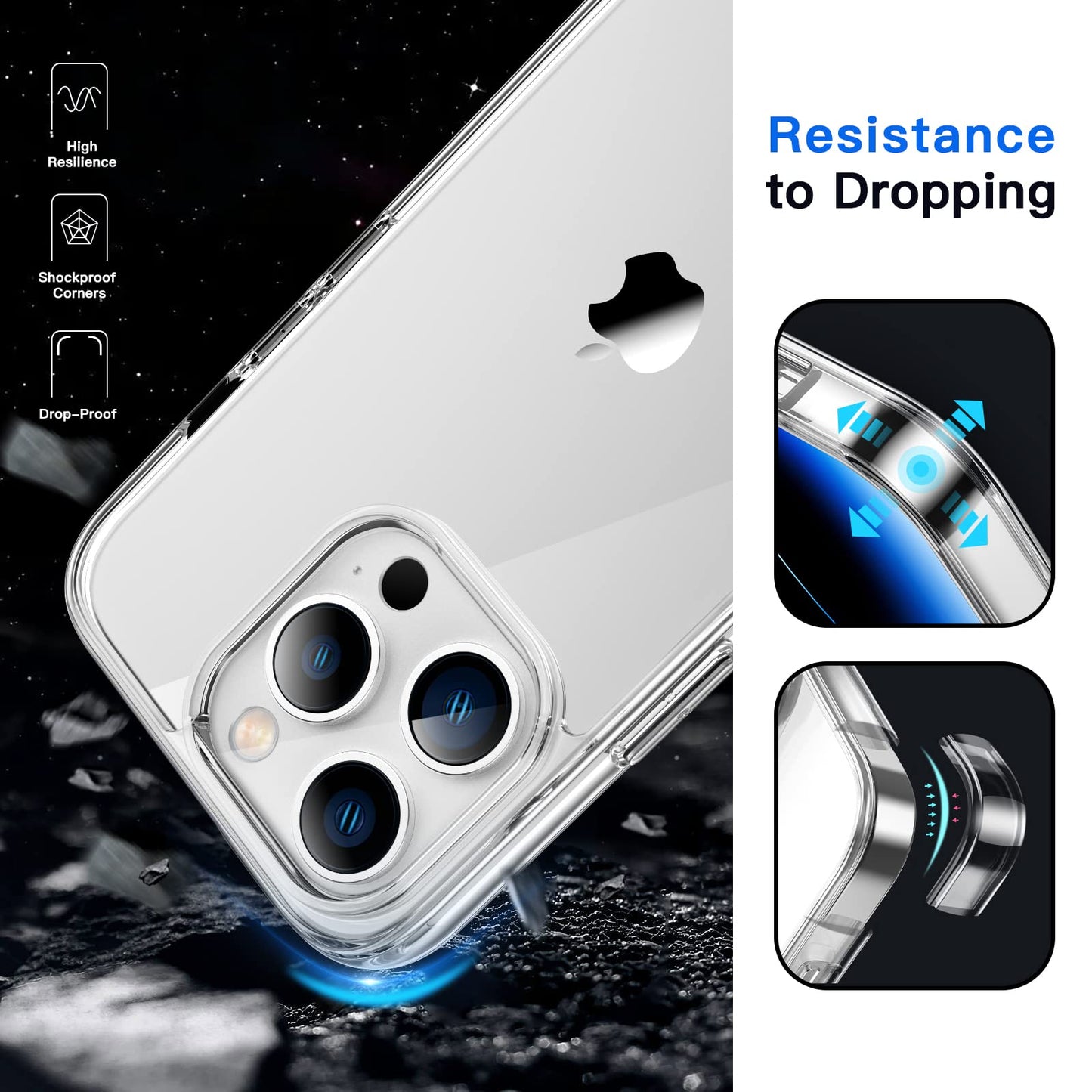 JETech Case for iPhone 14 6.1-Inch, Non-Yellowing Shockproof Phone Bumper Cover, Anti-Scratch Clear Back (Clear)