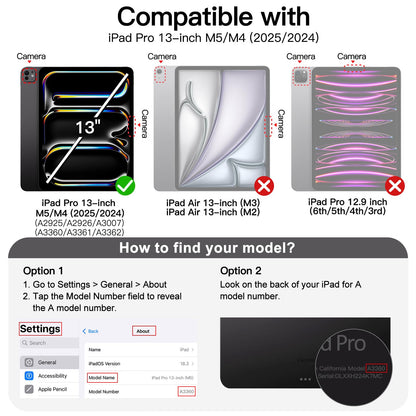 JETech Clear Case for iPad Pro 13-Inch M5/M4 (2025/2024), Anti-Yellowing Transparent Shockproof Slim Tablet Back Cover with Hard PC Back and Soft TPU Bumper