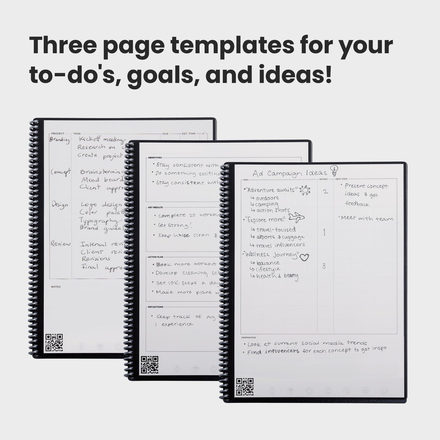 Rocketbook Fusion Hybrid Reusable Planner and Notebook in One, Additional Blank Pages, Goal and Project Tracker, Undated Planner, Letter Size 8.5x11, Black (Pack of 1)