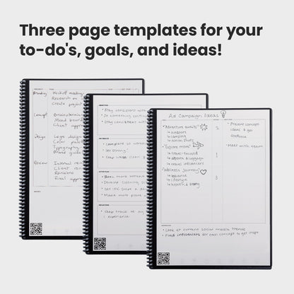 Rocketbook Fusion Hybrid Reusable Planner and Notebook in One, Additional Blank Pages, Goal and Project Tracker, Undated Planner, Letter Size 8.5x11, Black (Pack of 1)