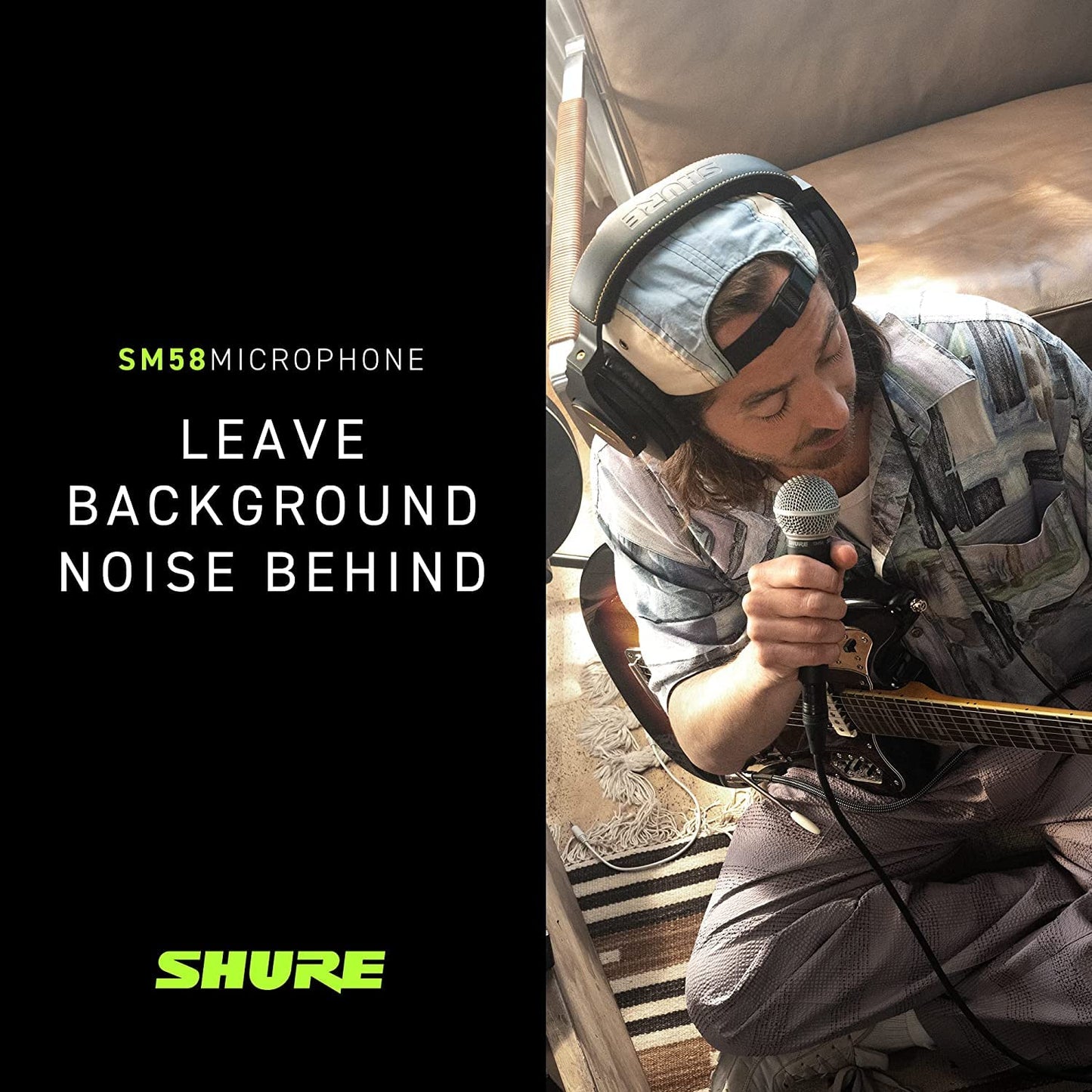 Shure SM58-LC Dynamic Vocal Microphone – Professional Handheld Cardioid XLR Mic for Singing, Live Performance, Studio Recording, Podcast & Broadcast, Black