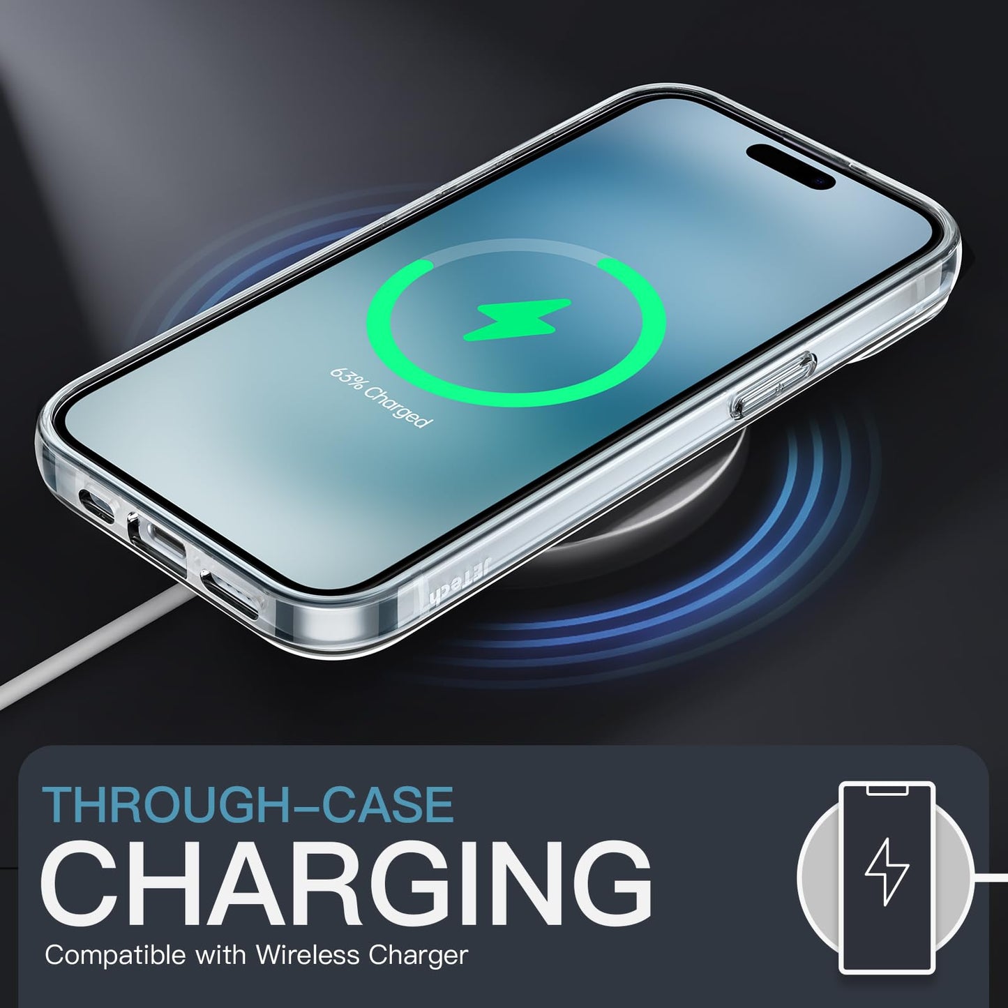 JETech Case for iPhone 15 6.1-Inch, Non-Yellowing Shockproof Phone Bumper Cover, Anti-Scratch Clear Back (Clear)