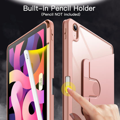 JETech Rotating Case ONLY for iPad Air 11-Inch M4/M3/M2 (2026/2025/2024), iPad Air 5/4 (2022/2020 5th/4th Generation 10.9-Inch), 360 Degree Rotation Protective Stand Cover Clear Back (Purple)