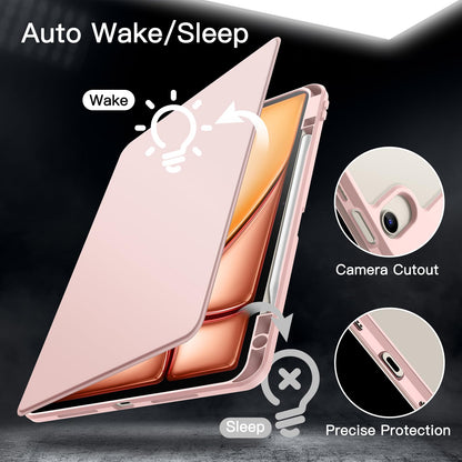 JETech Rotating Case for iPad Air 13-Inch M4/M3/M2 (2026/2025/2024) with Pencil Holder, 360 Degree Rotation Protective Stand Cover Clear Back, Auto Wake/Sleep (Purple)