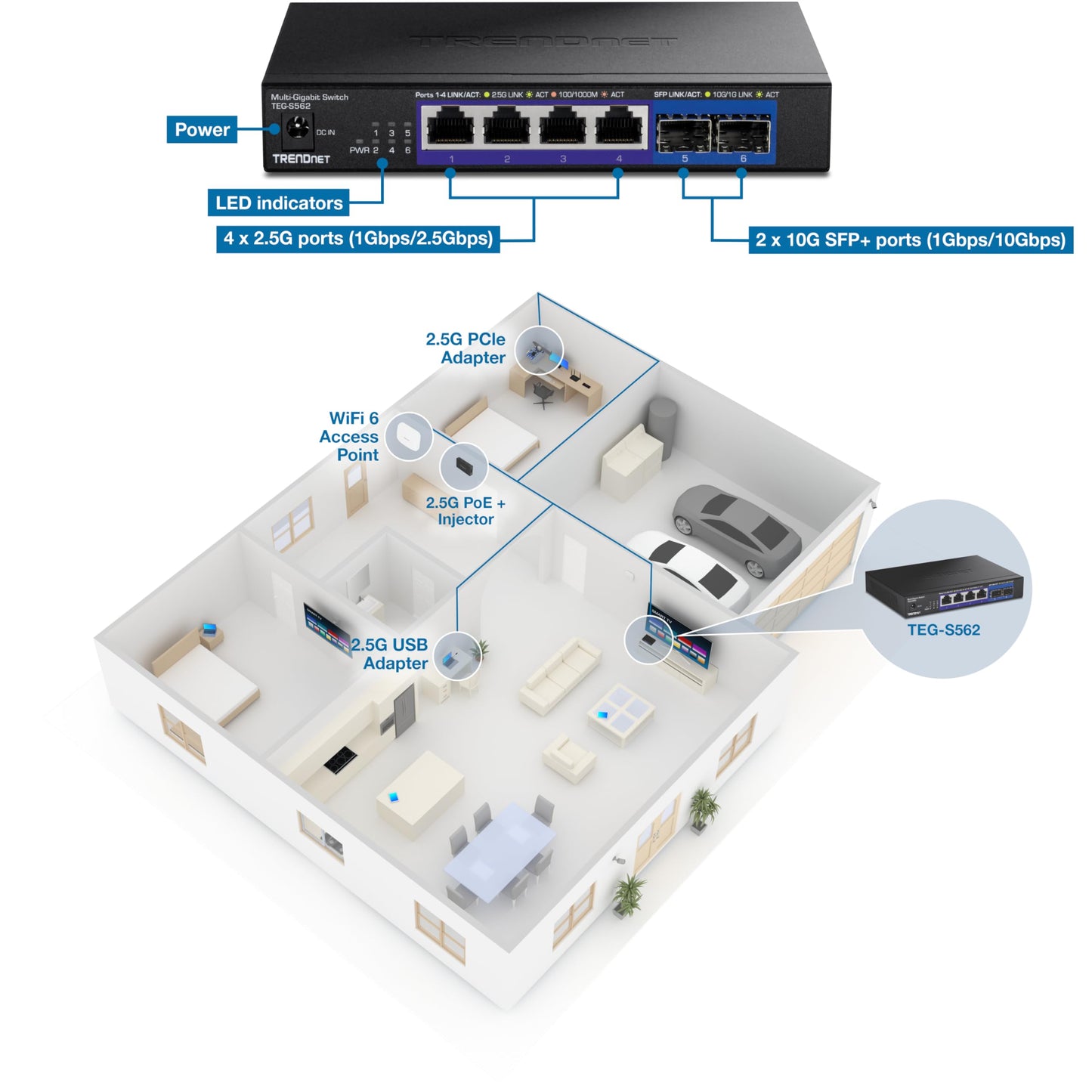 TRENDnet 5 Port Mini Gigabit Switch, TEG-S50g, GREENnet Technology, NDAA + TAA Compliant, Desktop Metal Ethernet Network Switch, 5 x Gigabit Ports, Fanless, Lifetime Protection, Black