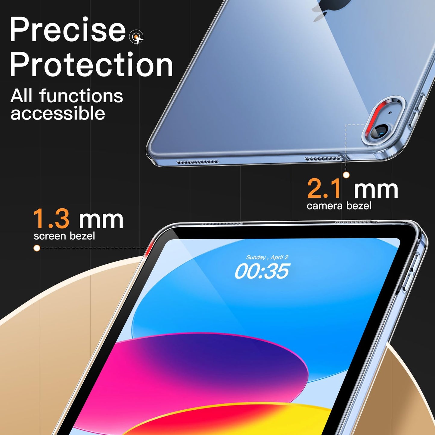 JETech Case for iPad Pro 11-Inch 2022/2021/2020 Model (4th/3rd/2nd Generation), Soft TPU Transparent Slim Shockproof Tablet Cover, Support Pencil 2nd Charging (Clear)