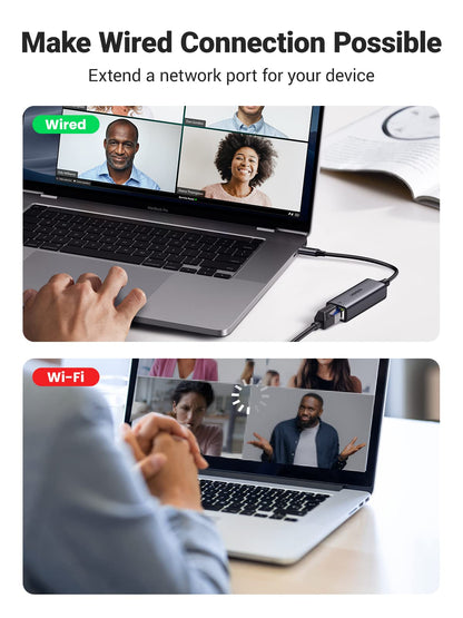 UGREEN USB C to Ethernet Adapter, Plug and Play 1Gbps Ethernet Adapter, Aluminum Case, (Thunderbolt 4/3 Compatible) to RJ45 Network Dongle, Compatible for MacBook Pro/Air, iPhone 17 Pro/Max, iPad, XPS