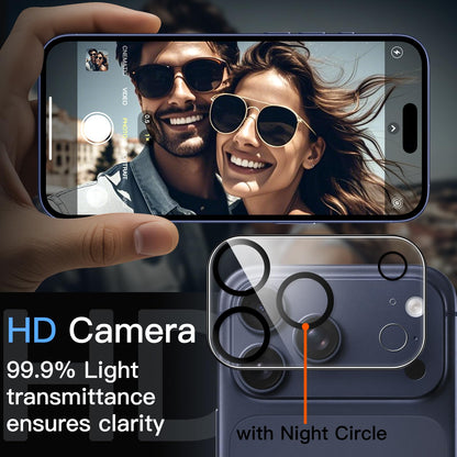 JETech Camera Lens Protector for iPhone 15 6.1-Inch and iPhone 15 Plus 6.7-Inch, 9H Tempered Glass, Anti-Scratch, Case Friendly, Does Not Affect Night Shots, HD Clear, 3-Pack