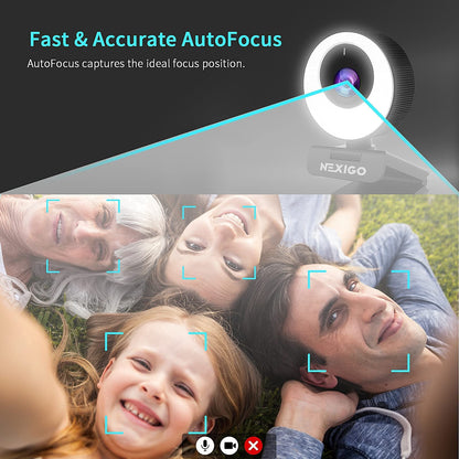NexiGo N60 1080P Webcam with Microphone, Software Control & Privacy Cover, USB HD Computer Web Camera, Plug and Play, for Zoom/Skype/Teams, Conferencing and Video Calling