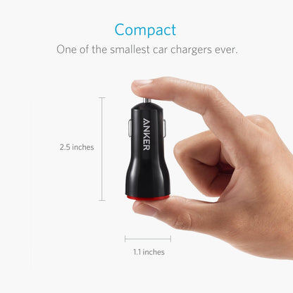 Anker Car Charger Adapter, 24W Dual USB Car Phone Charger, PowerDrive 2 for iPhone 14 13 12 11 Pro Max mini X XR XS 8 Plus, iPad Pro/Air 2/mini, Note 5/4, LG, Nexus, HTC and More