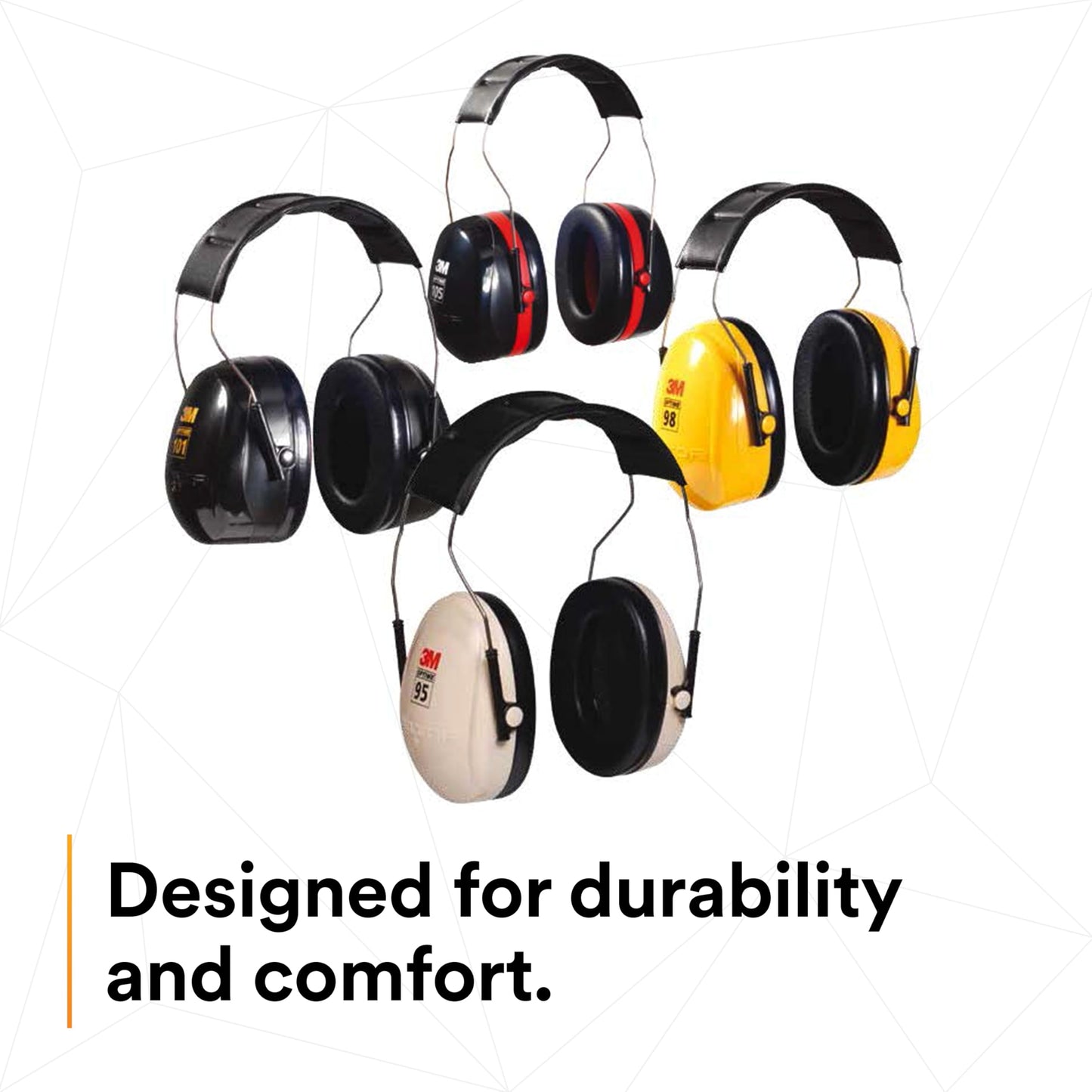 3M PELTOR Hearing Protection Optime 101 Earmuffs, Over the Head, H7A, 25 dB NRR, Adjustable Earcups, E-A-Rfit Compatible, Stainless Steel, Pack of 1, Black/Red
