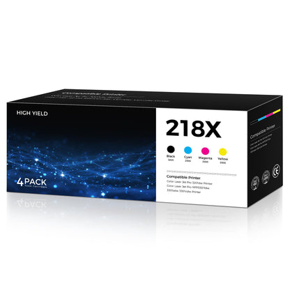 218X Toner Cartridges 4 Pack with Chip Compatible for HP 218 218X 218A Toner W2180A W2180X Work for Color LaserJet Pro 3201dw MFP 3301fdw 3301sdw 3301cdw Printer, Black/Cyan/Yellow/Magenta, High Yield
