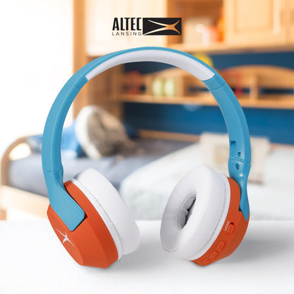 Altec Lansing Kid Safe Noise Cancelling Wireless Headphones 15H Battery, 85dB Volume Limit, Foldable Design Powerful Sound, Active Noise Cancellation Perfect for Kids Ages 7+ (Whiteout Pop Pink)
